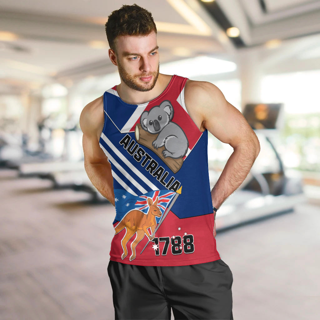 Australia Day Kangaroo and Koala With Flag Men Tank Top