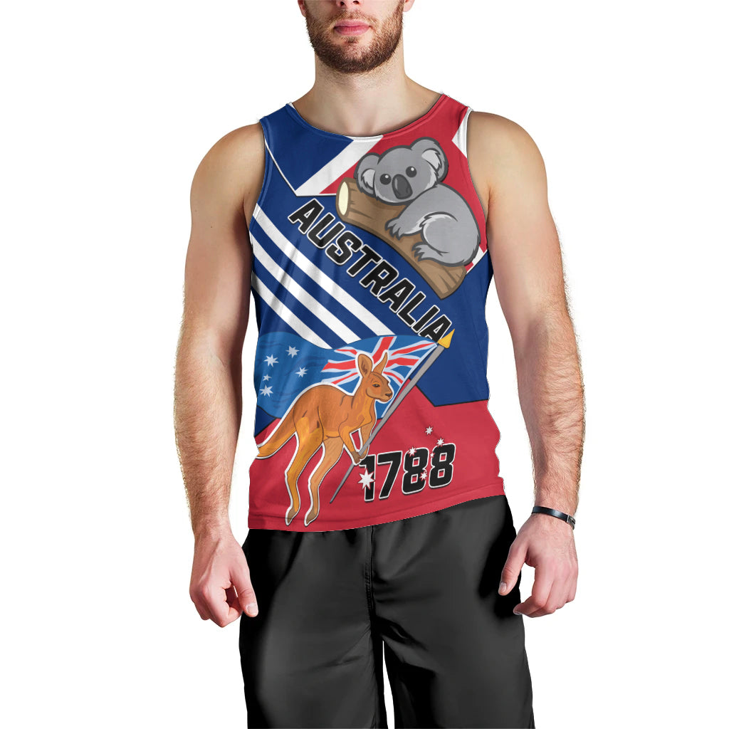 Australia Day Kangaroo and Koala With Flag Men Tank Top