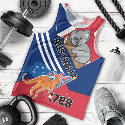 Australia Day Kangaroo and Koala With Flag Men Tank Top