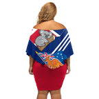 Australia Day Kangaroo and Koala With Flag Off Shoulder Short Dress