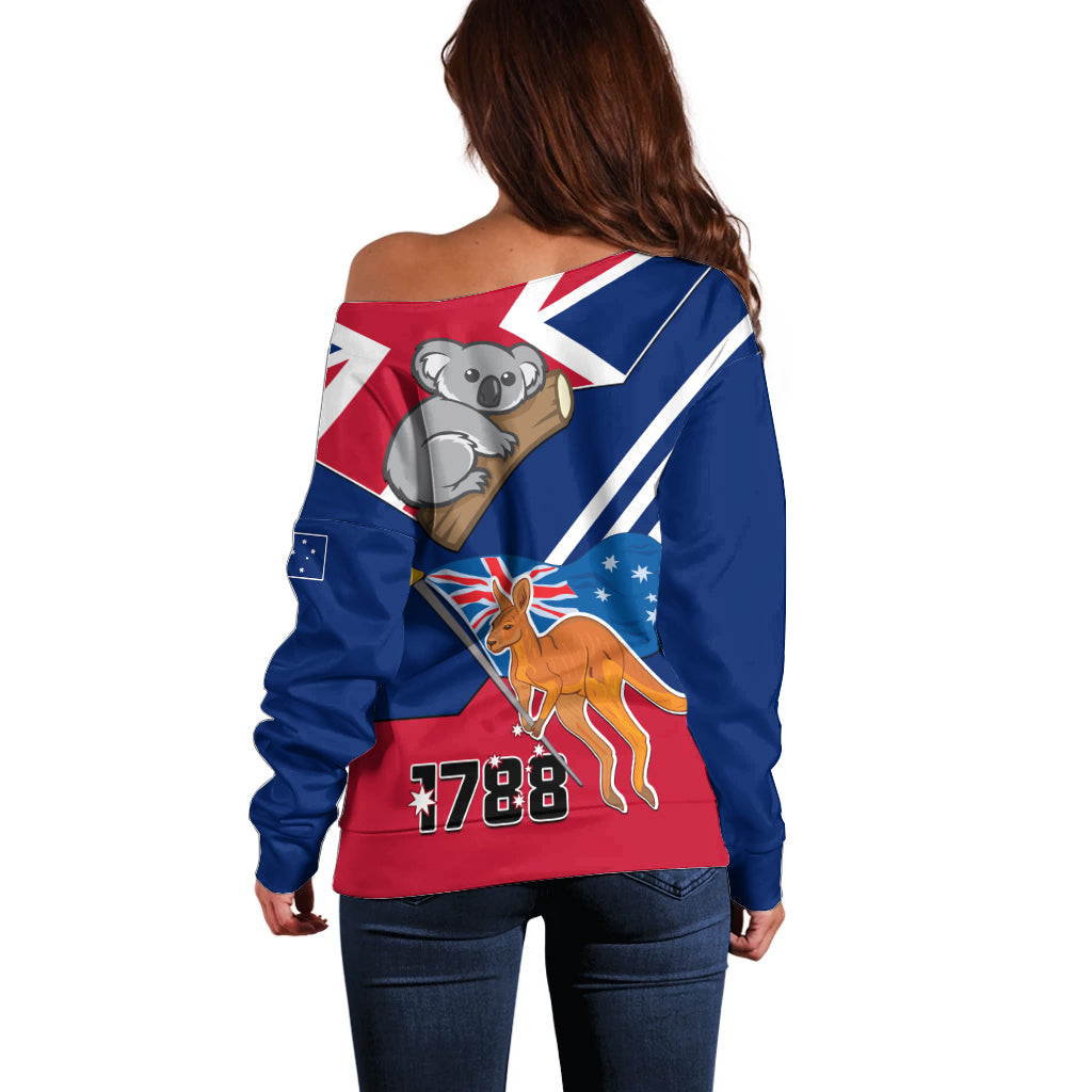 Australia Day Kangaroo and Koala With Flag Off Shoulder Sweater
