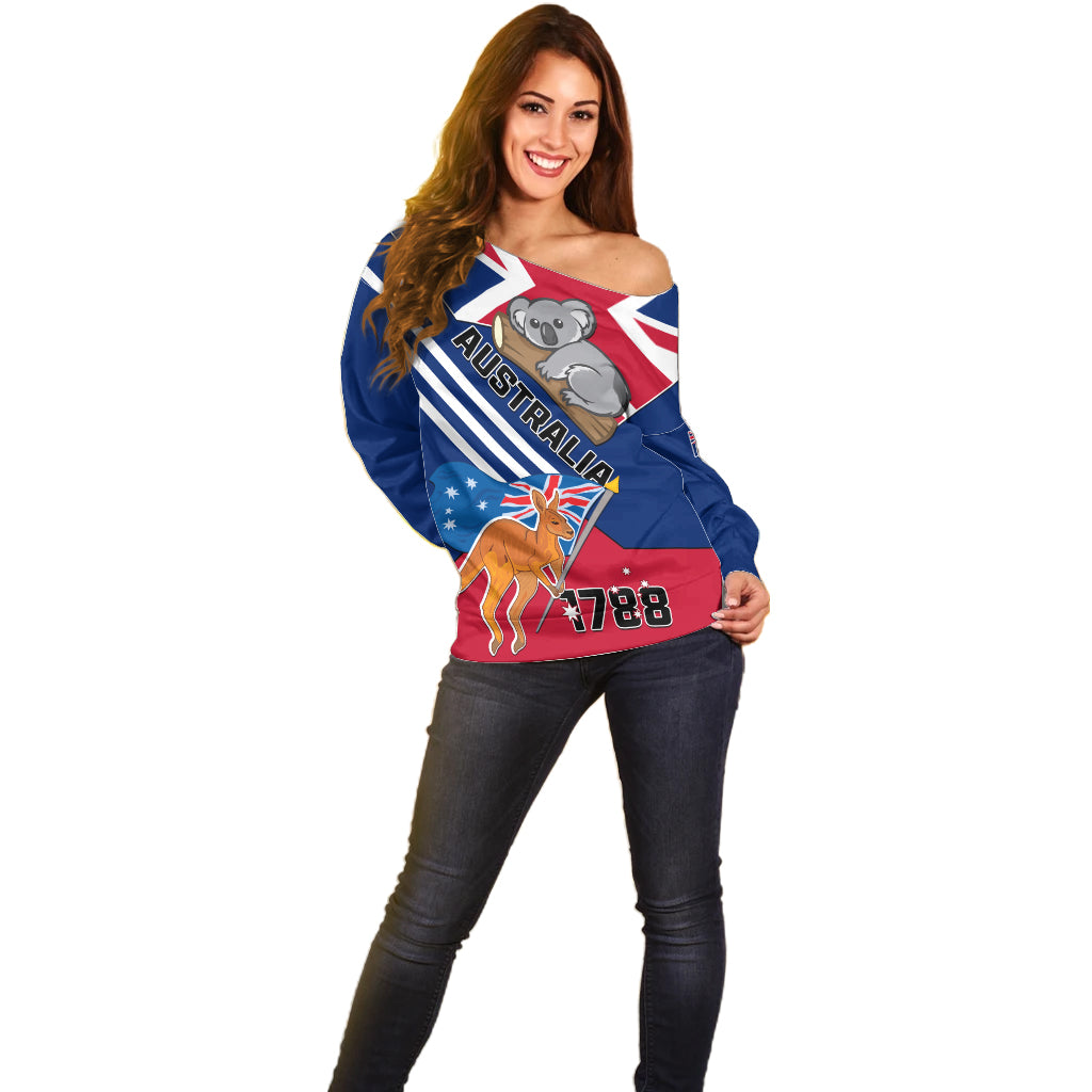 Australia Day Kangaroo and Koala With Flag Off Shoulder Sweater