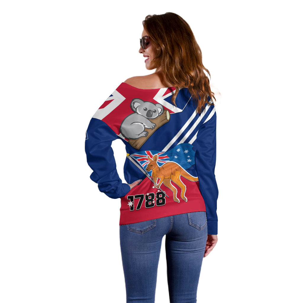 Australia Day Kangaroo and Koala With Flag Off Shoulder Sweater