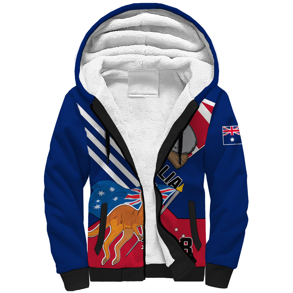 Australia Day Kangaroo and Koala With Flag Sherpa Hoodie