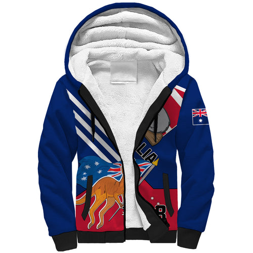 Australia Day Kangaroo and Koala With Flag Sherpa Hoodie