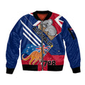 Australia Day Kangaroo and Koala With Flag Sleeve Zip Bomber Jacket
