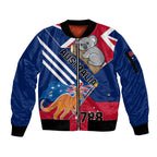 Australia Day Kangaroo and Koala With Flag Sleeve Zip Bomber Jacket