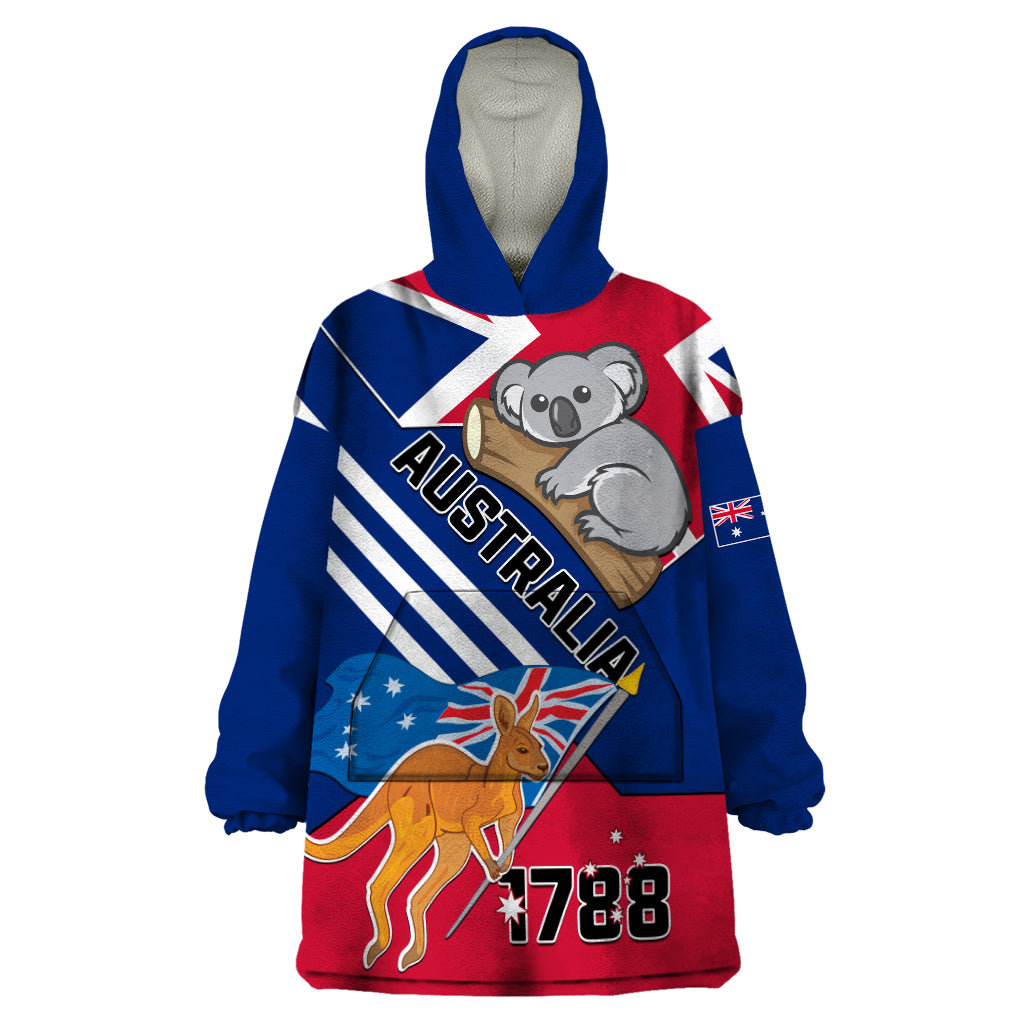 Australia Day Kangaroo and Koala With Flag Wearable Blanket Hoodie
