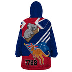 Australia Day Kangaroo and Koala With Flag Wearable Blanket Hoodie