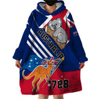 Australia Day Kangaroo and Koala With Flag Wearable Blanket Hoodie