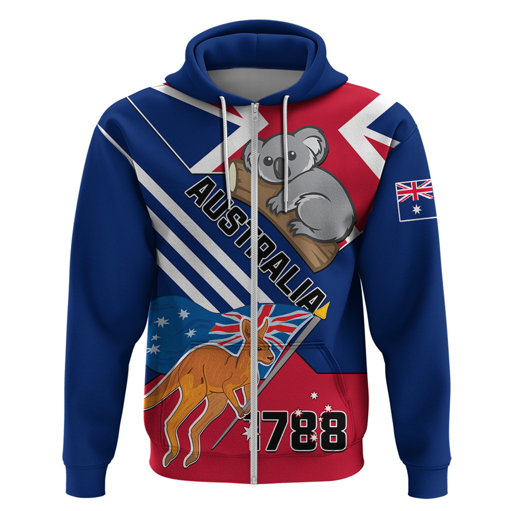 Australia Day Kangaroo and Koala With Flag Zip Hoodie