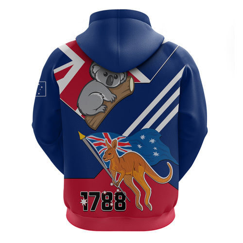 Australia Day Kangaroo and Koala With Flag Zip Hoodie