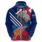 Australia Day Kangaroo and Koala With Flag Zip Hoodie