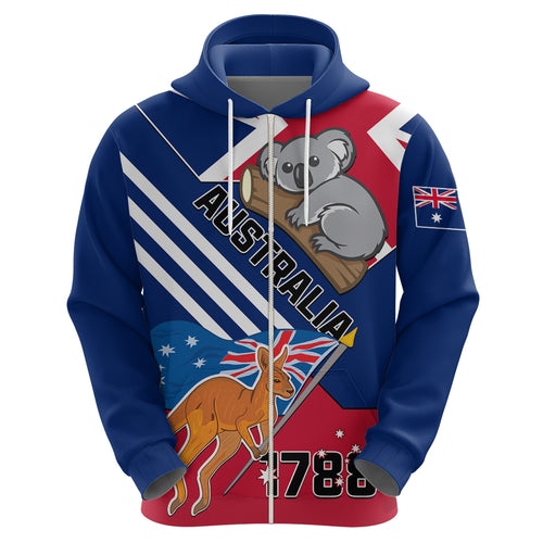 Australia Day Kangaroo and Koala With Flag Zip Hoodie