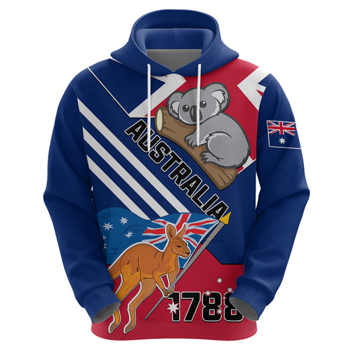 Australia Day Kangaroo and Koala With Flag Zip Hoodie