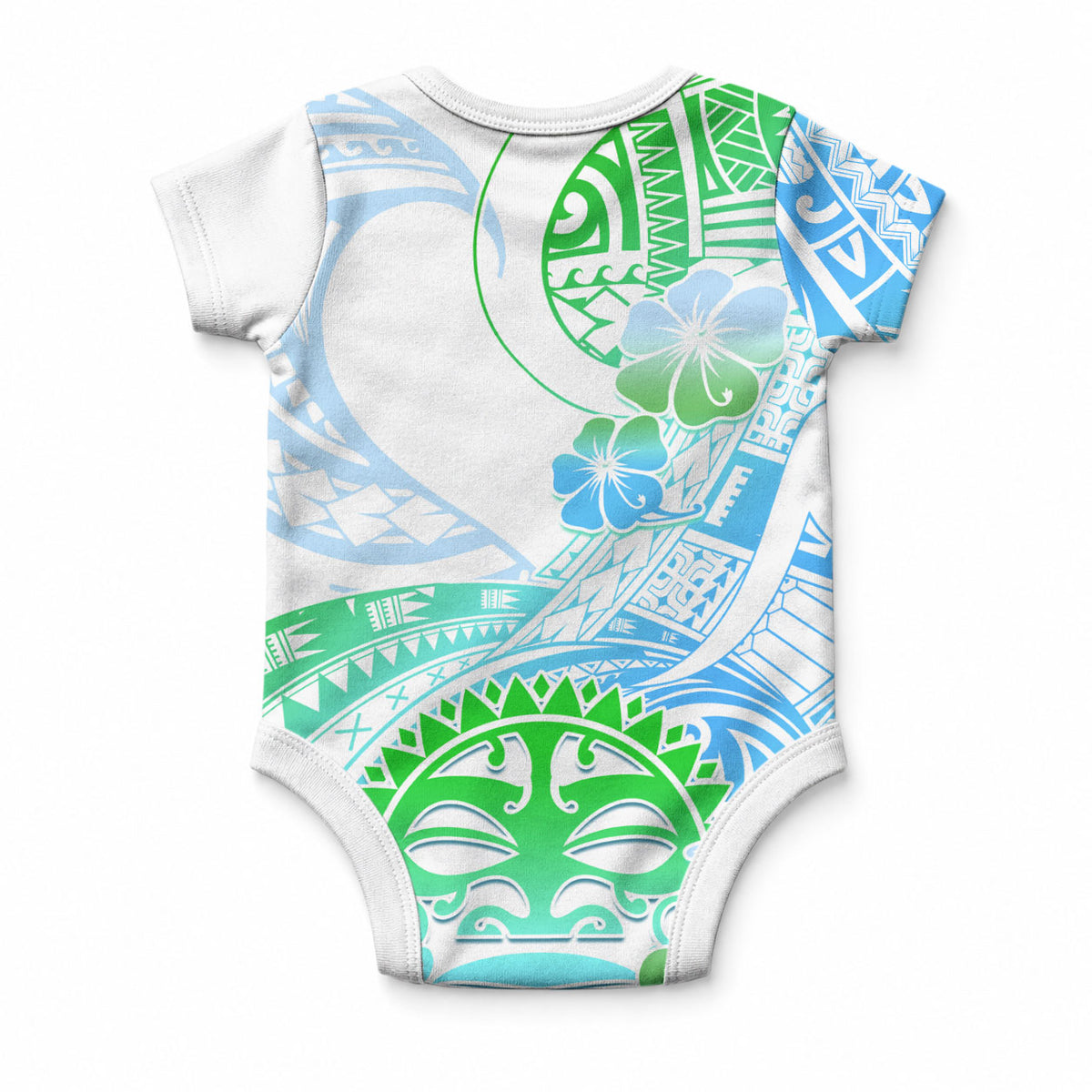 Kia Ora Maori New Zealand Pastel Baby Onesie Sun Ta Moko Aqua Green Version