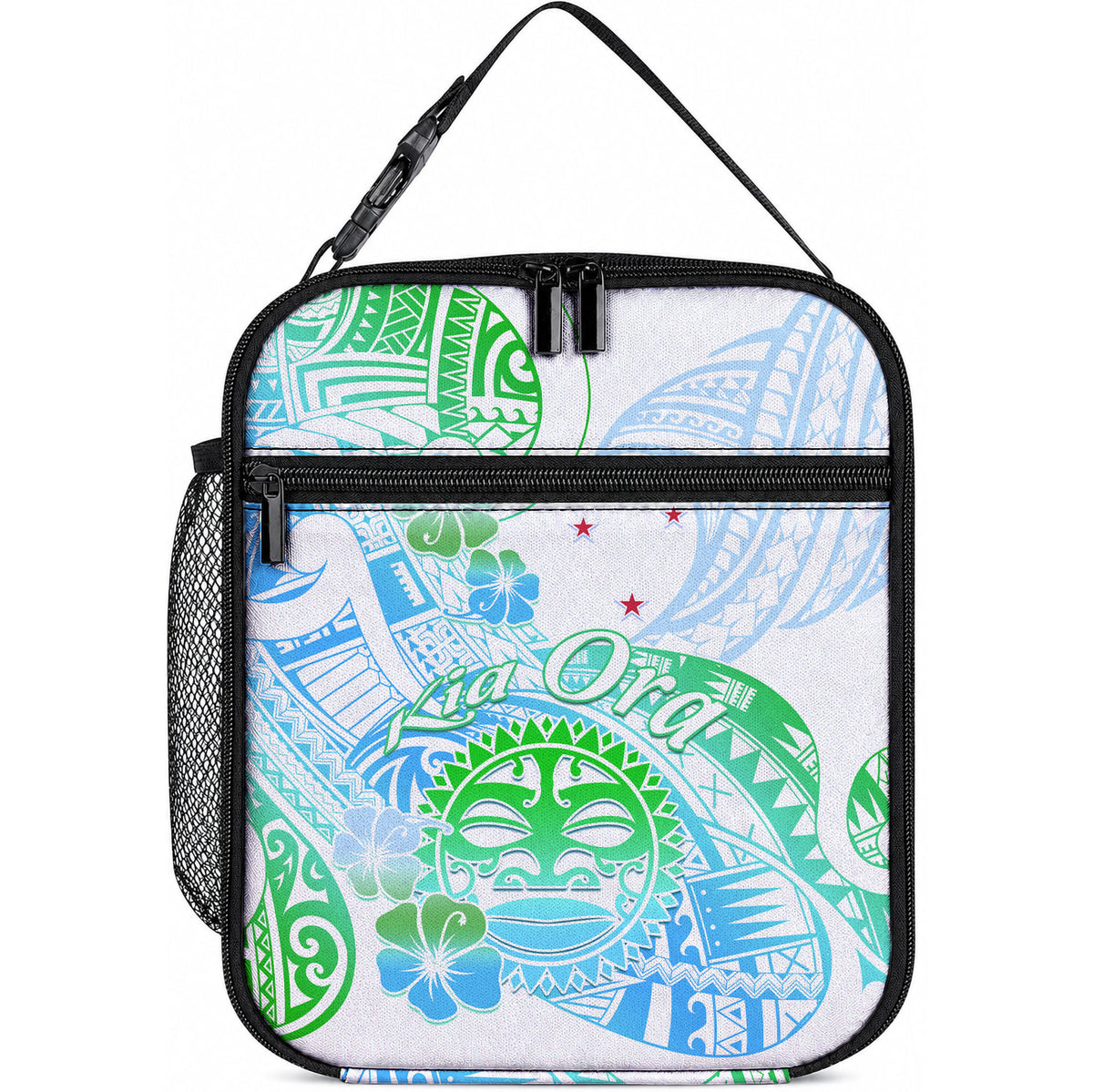 Kia Ora Maori New Zealand Pastel Lunch Bag Sun Ta Moko Aqua Green Version