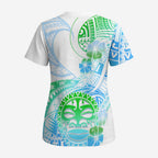 Kia Ora Maori New Zealand Pastel Scrub Top Sun Ta Moko Aqua Green Version - Aussie Hoodie