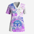 Kia Ora Maori New Zealand Pastel Scrub Top Sun Ta Moko Lilac Version - Aussie Hoodie