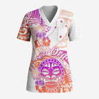 Kia Ora Maori New Zealand Pastel Scrub Top Sun Ta Moko Sunset Version - Aussie Hoodie