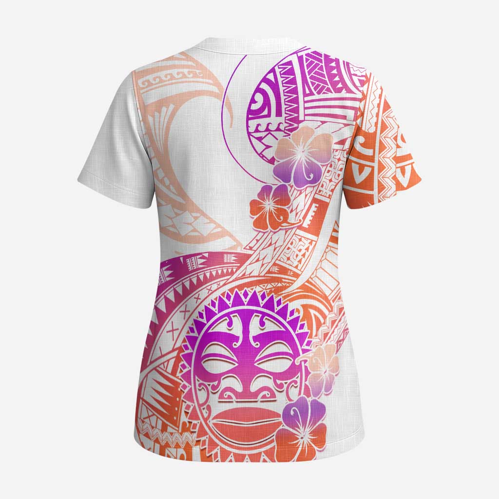 Kia Ora Maori New Zealand Pastel Scrub Top Sun Ta Moko Sunset Version - Aussie Hoodie