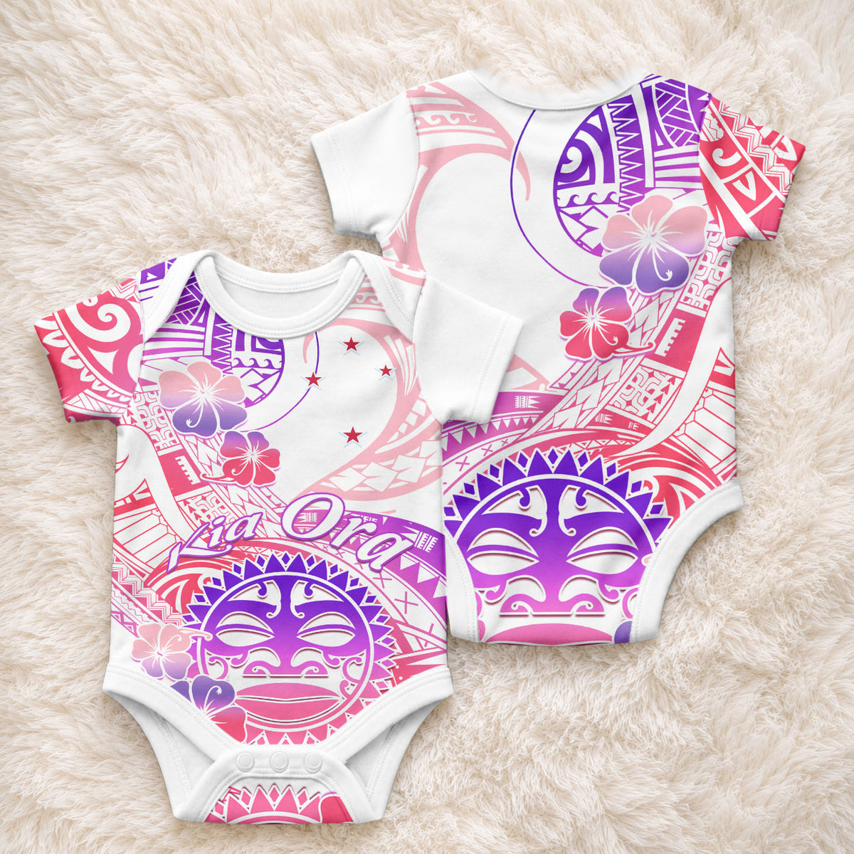 Kia Ora Maori New Zealand Pastel Baby Onesie Sun Ta Moko Sweet Version