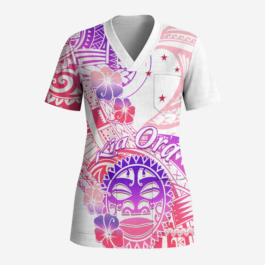 Kia Ora Maori New Zealand Pastel Scrub Top Sun Ta Moko Sweet Version - Aussie Hoodie