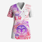 Kia Ora Maori New Zealand Pastel Scrub Top Sun Ta Moko Sweet Version - Aussie Hoodie