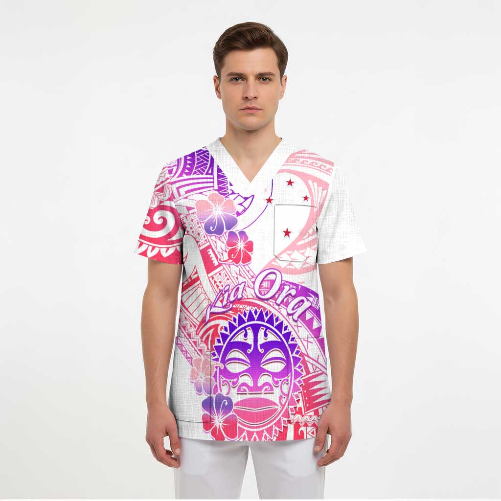 Kia Ora Maori New Zealand Pastel Scrub Top Sun Ta Moko Sweet Version - Aussie Hoodie