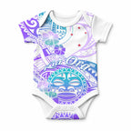 Kia Ora Maori New Zealand Pastel Baby Onesie Sun Ta Moko Violet Version