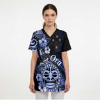 Aotearoa Kia Ora New Zealand Ta Moko Blue Version Scrub Top - Aussie Hoodie