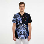 Aotearoa Kia Ora New Zealand Ta Moko Blue Version Scrub Top - Aussie Hoodie