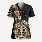 Aotearoa Kia Ora New Zealand Ta Moko Gold Version Scrub Top - Aussie Hoodie