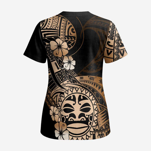 Aotearoa Kia Ora New Zealand Ta Moko Gold Version Scrub Top - Aussie Hoodie