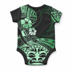 Aotearoa Kia Ora New Zealand Ta Moko Green Version Baby Onesie