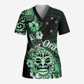Aotearoa Kia Ora New Zealand Ta Moko Green Version Scrub Top - Aussie Hoodie