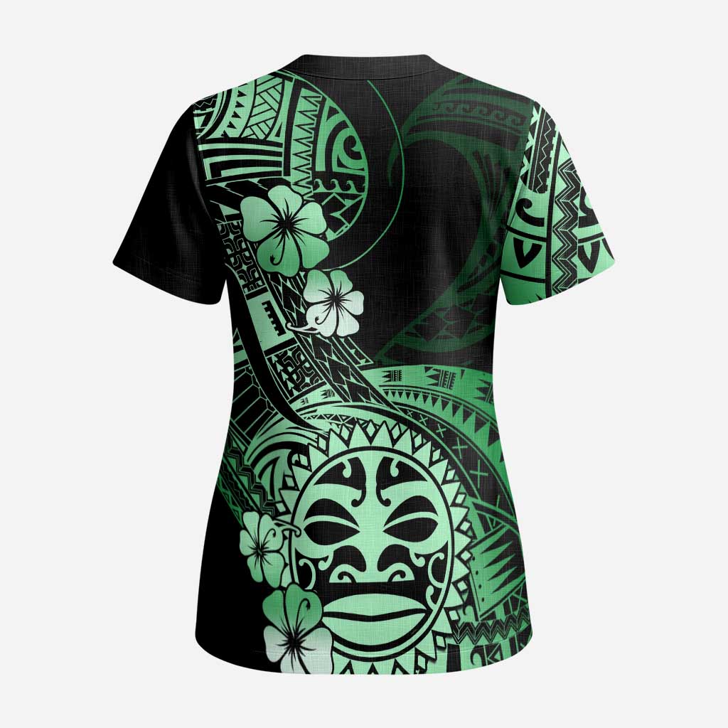 Aotearoa Kia Ora New Zealand Ta Moko Green Version Scrub Top - Aussie Hoodie