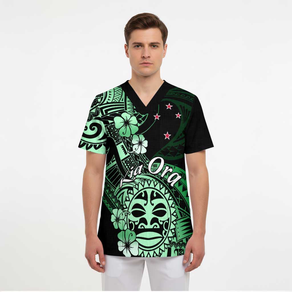 Aotearoa Kia Ora New Zealand Ta Moko Green Version Scrub Top - Aussie Hoodie