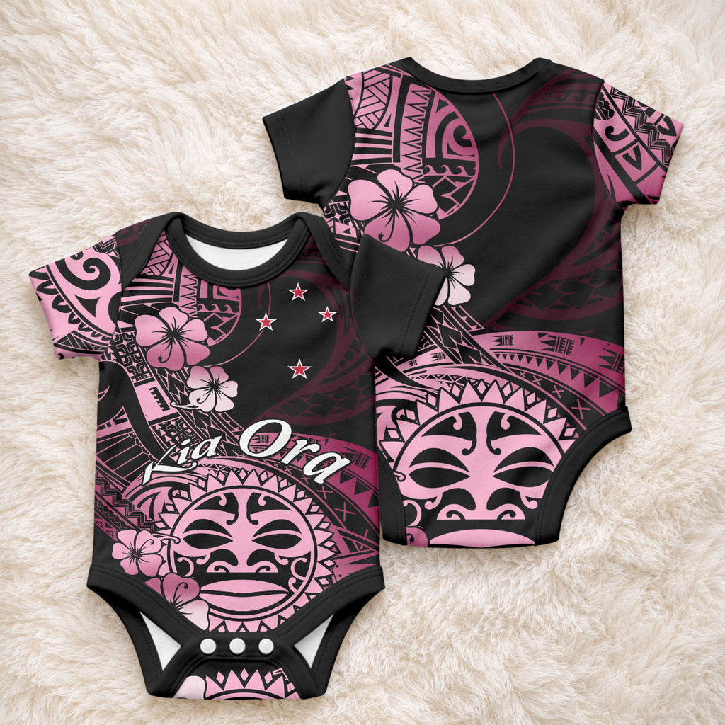 Aotearoa Kia Ora New Zealand Ta Moko Pink Version Baby Onesie