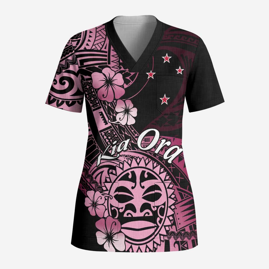 Aotearoa Kia Ora New Zealand Ta Moko Pink Version Scrub Top - Aussie Hoodie