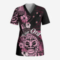 Aotearoa Kia Ora New Zealand Ta Moko Pink Version Scrub Top - Aussie Hoodie