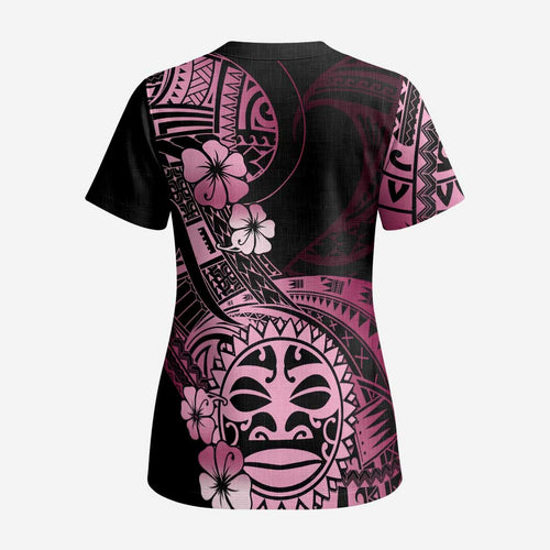 Aotearoa Kia Ora New Zealand Ta Moko Pink Version Scrub Top - Aussie Hoodie