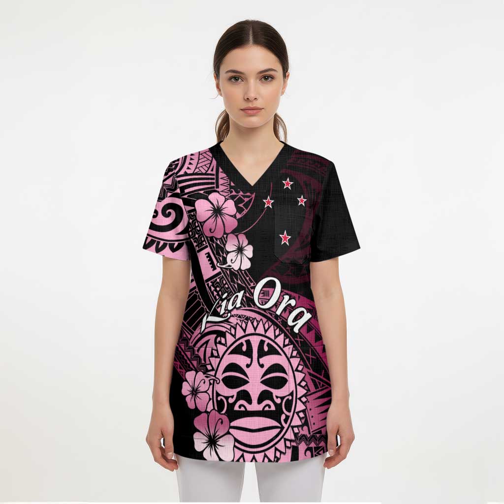 Aotearoa Kia Ora New Zealand Ta Moko Pink Version Scrub Top - Aussie Hoodie