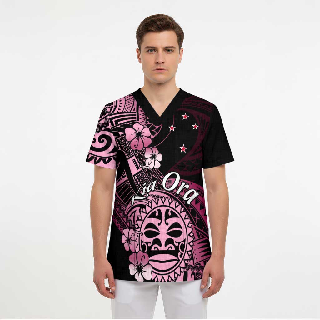Aotearoa Kia Ora New Zealand Ta Moko Pink Version Scrub Top - Aussie Hoodie