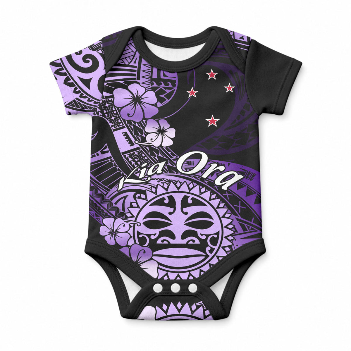 Aotearoa Kia Ora New Zealand Ta Moko Purple Version Baby Onesie