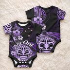Aotearoa Kia Ora New Zealand Ta Moko Purple Version Baby Onesie