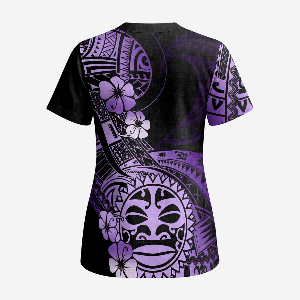 Aotearoa Kia Ora New Zealand Ta Moko Purple Version Scrub Top - Aussie Hoodie