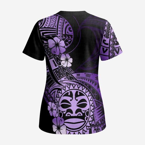 Aotearoa Kia Ora New Zealand Ta Moko Purple Version Scrub Top - Aussie Hoodie
