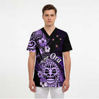 Aotearoa Kia Ora New Zealand Ta Moko Purple Version Scrub Top - Aussie Hoodie