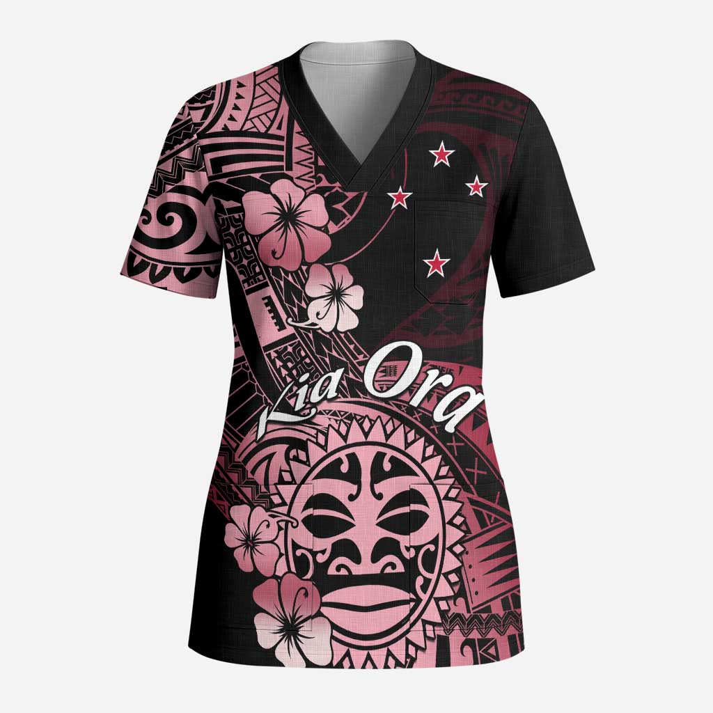 Aotearoa Kia Ora New Zealand Ta Moko Red Version Scrub Top - Aussie Hoodie
